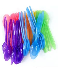 BLOWPACK White Disposable MIxed Colored Spoons (Pack of 100pcs)